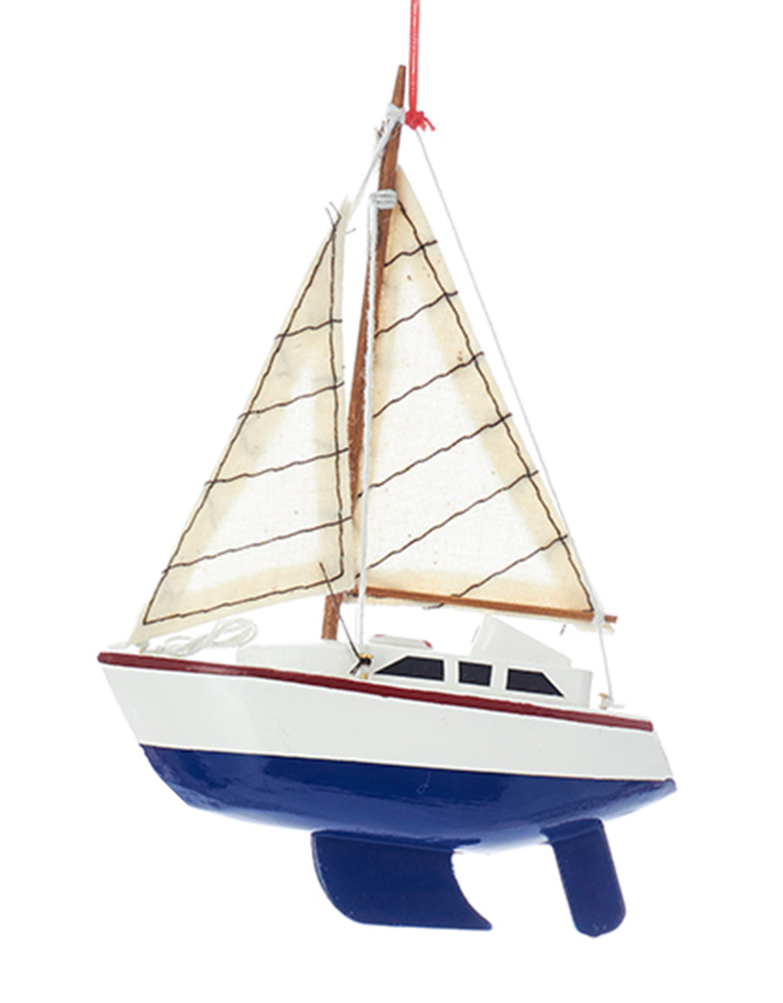 Kurt Adler Wooden Yachts - Sailboats Christmas BLUE Hull