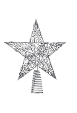 Kurt Adler Christmas Star Tree Topper Silver Wire Glittered 10 inch