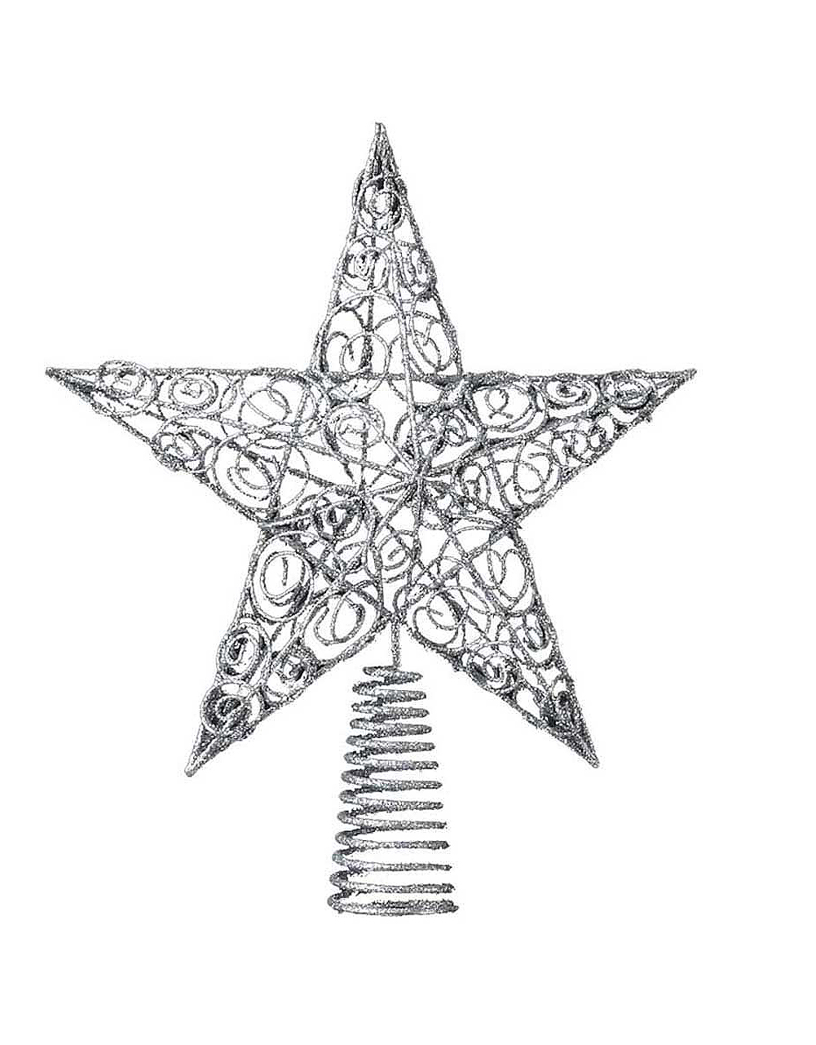 Kurt Adler Christmas Star Tree Topper Silver Wire Glittered 10 inch