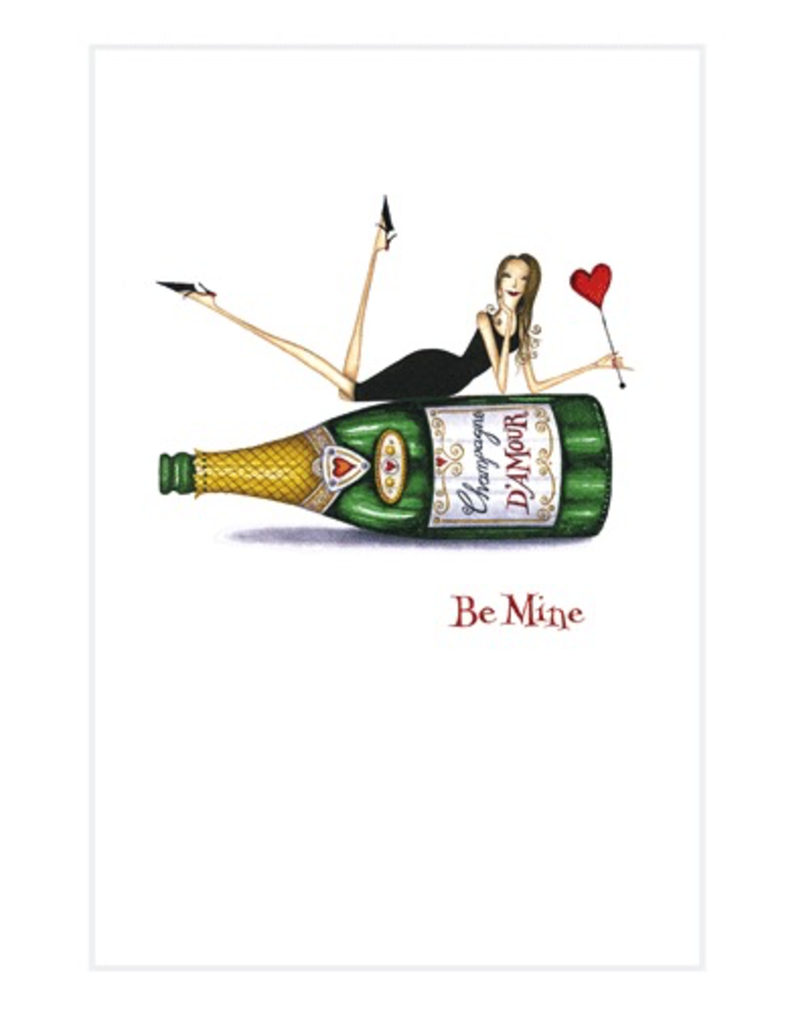 Caspari Valentine’s Day Card Champagne and Be Mine