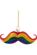 Kurt Adler Glass Gay Pride Mustache Ornament 4 inch Noble Gems