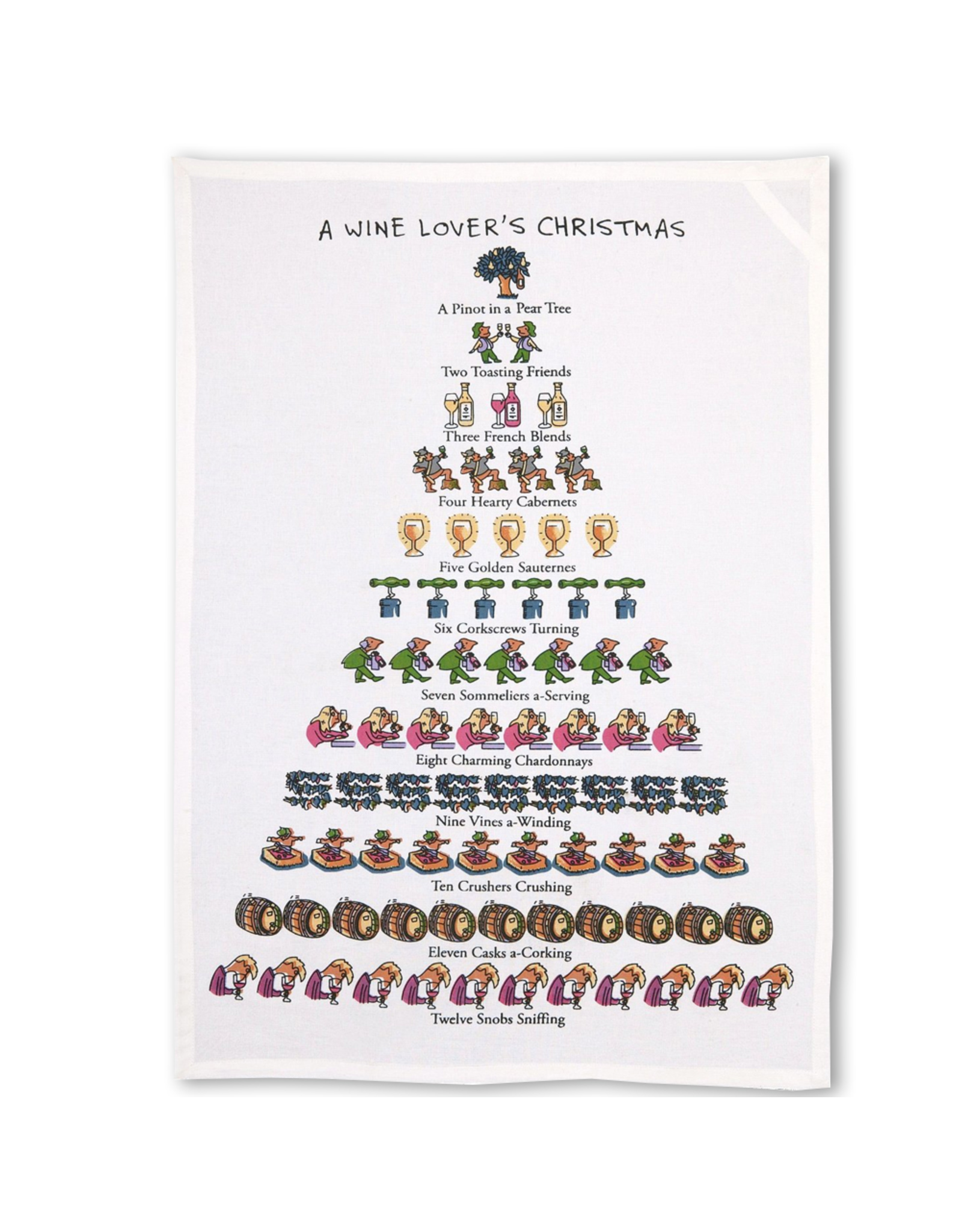 Peking Handicraft Wine Lovers 12 Days of Christmas Kitchen Tea Towel