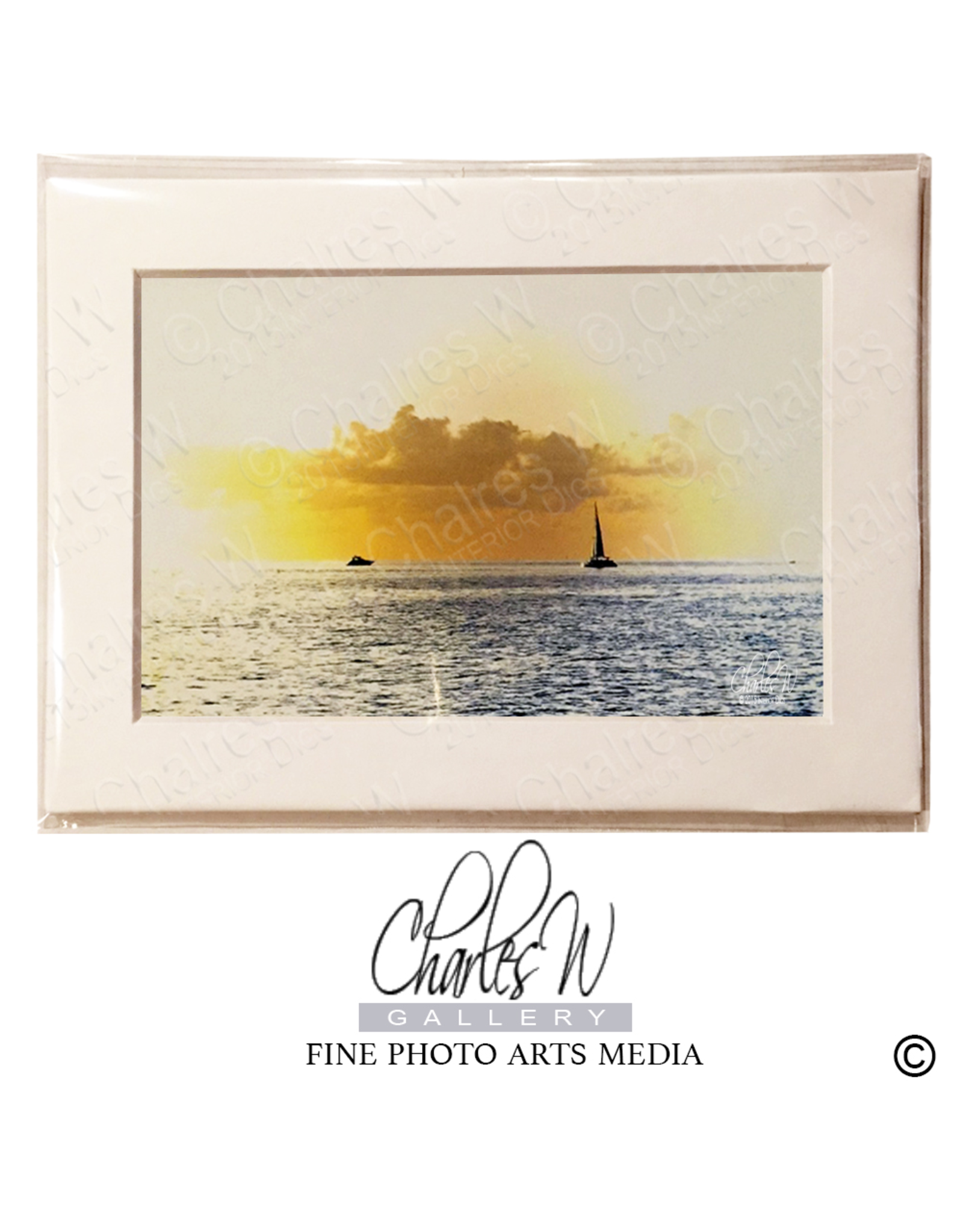 Charles W Frameable Art Cards Sunset Sail Boats Key West