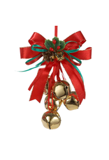 Kurt Adler Red Bow Jingle Bells Cluster Christmas Ornament Gold Bells