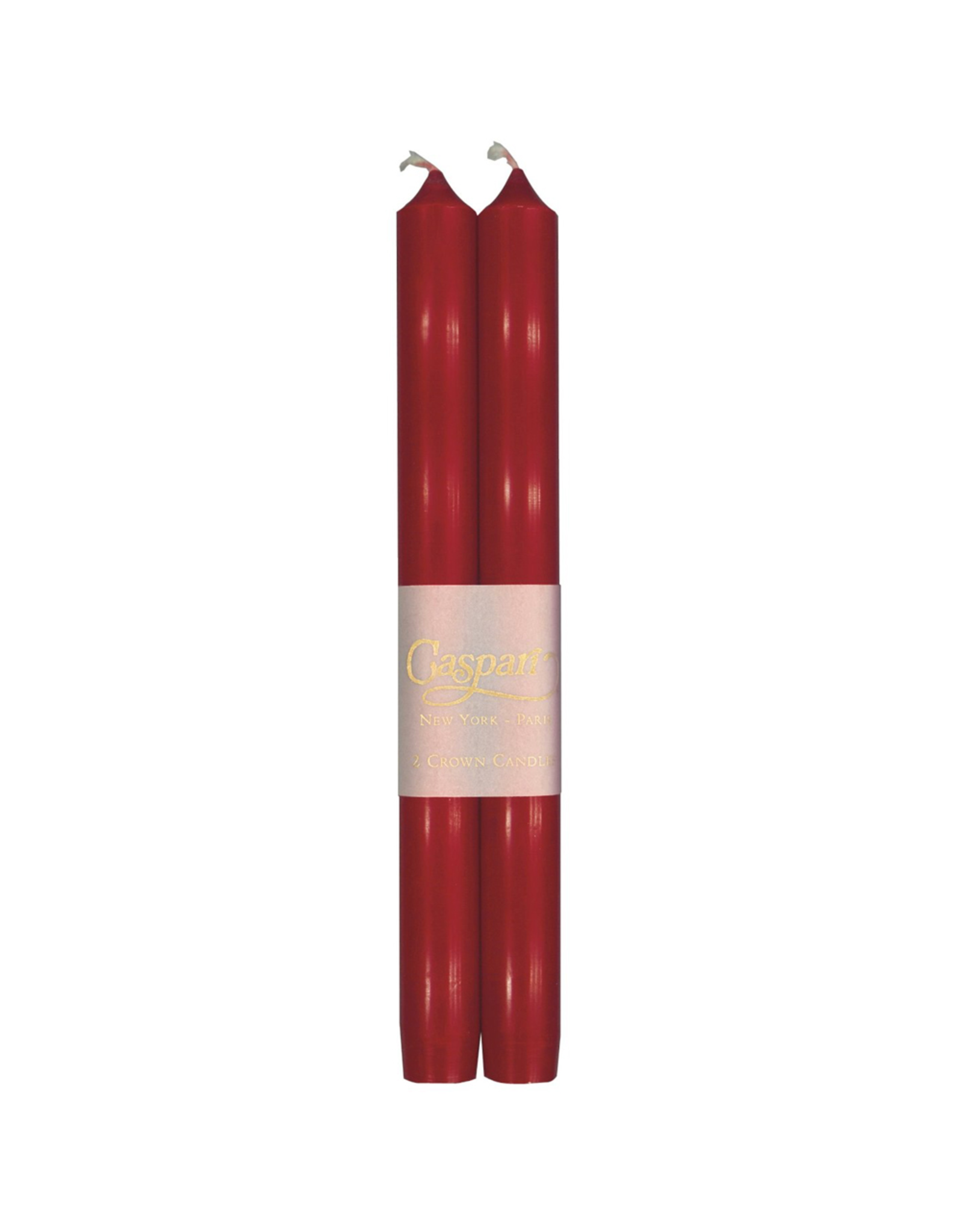 Caspari Crown Candles Tapers 10 inch 2pk Red