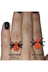 Twos Company Halloween Black Widow Bling Spider Ring .75 inch 0300-L-Orange