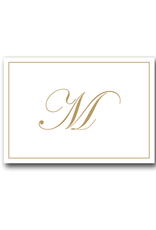 Caspari Gold Embossed Initial Note Cards Letter M Boxed Set of 8