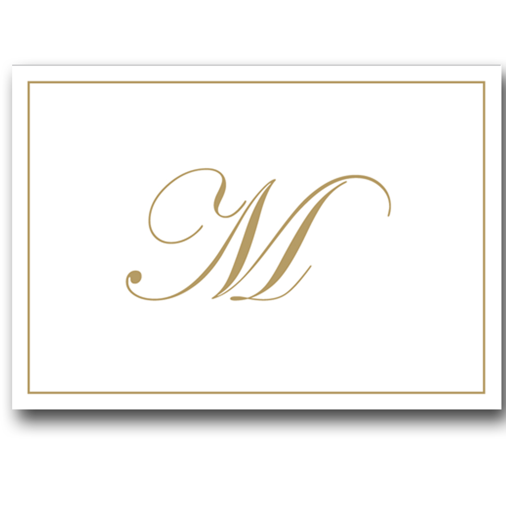 Caspari Gold Embossed Initial Note Cards Letter M Boxed Set of 8 Digs
