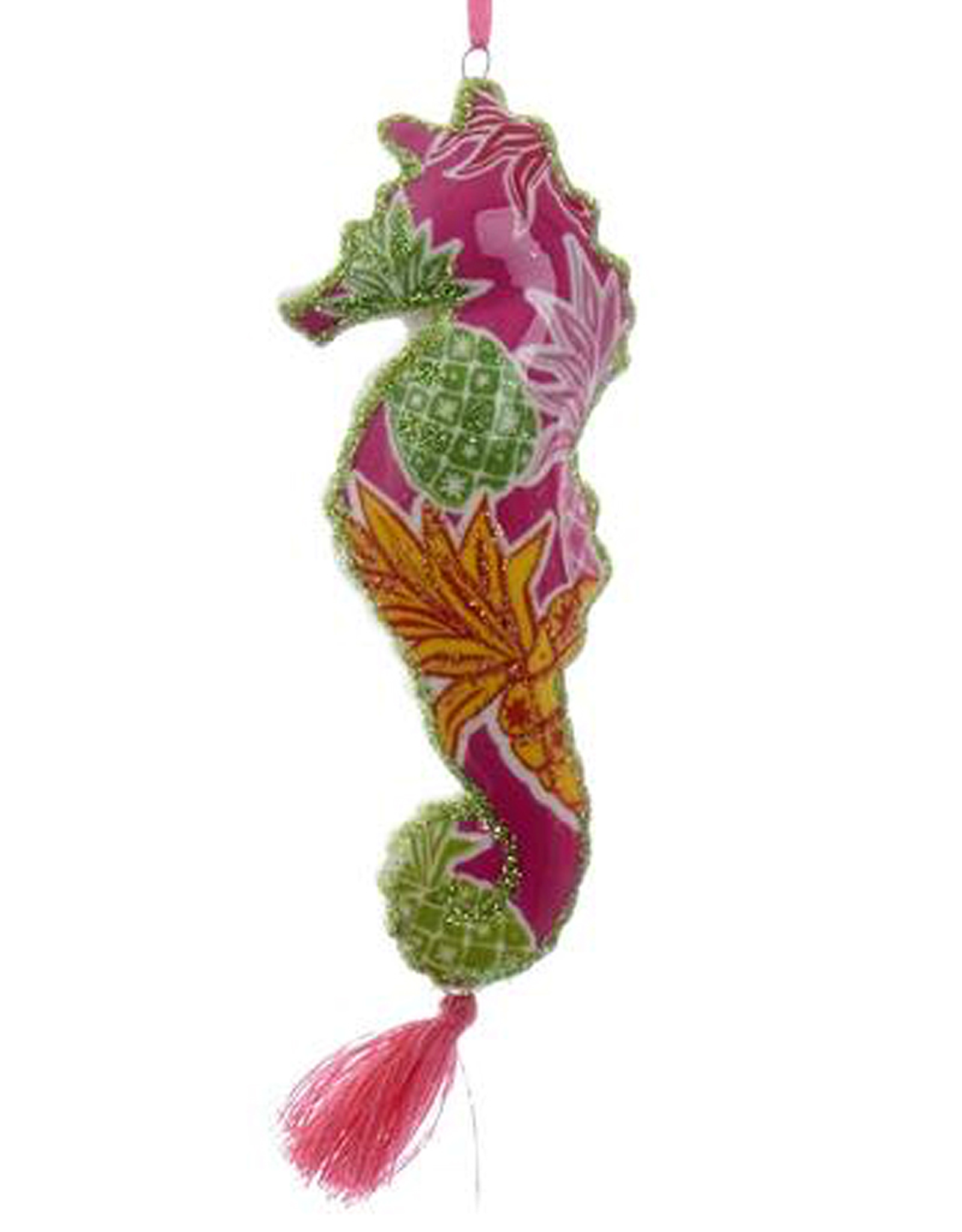 Kurt Adler Seahorse Tasseled Preppy Chic Porcelain Ornament -MU