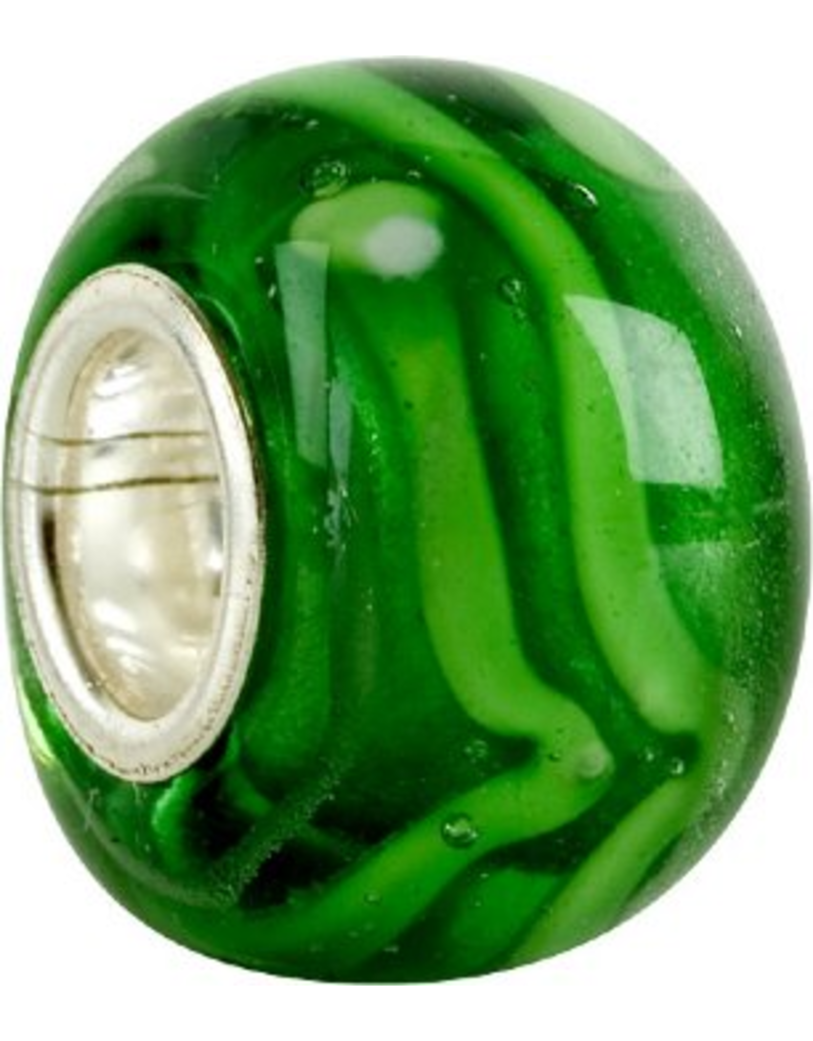 Chamilia Charm Murano Glass Bead O-19 Swirl Green