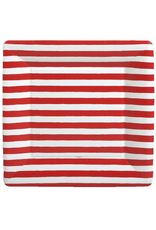 Caspari Paper Dinner Plates SQ 8pk Red and White Stripe