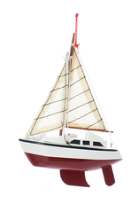 Kurt Adler Wooden Yacht-Sailboat Christmas Ornament RED Hull