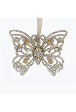 Kurt Adler Vintage Glamour Glitter Butterfly Ornament 4 inch