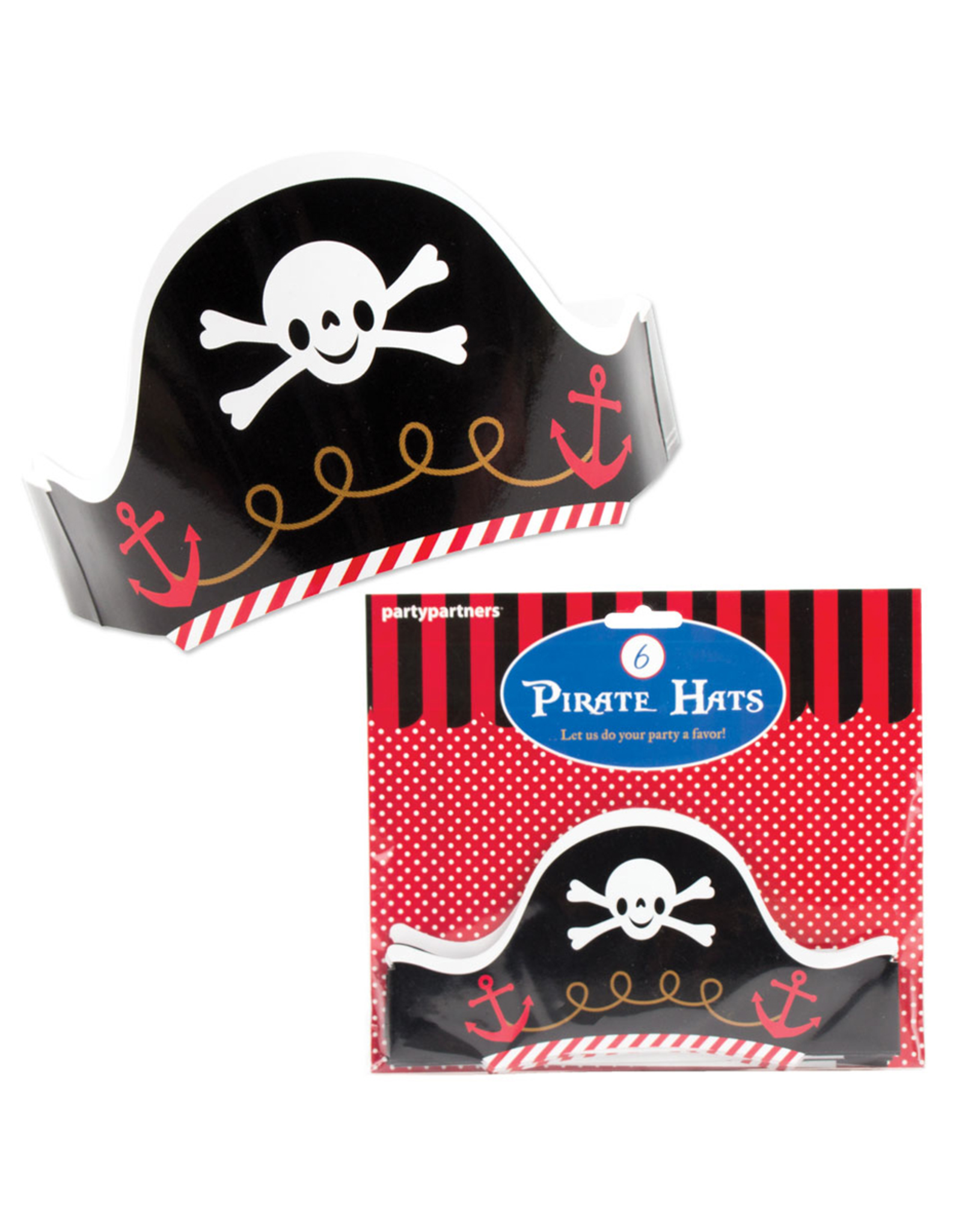 Pirate Hats Set 6pk Paper Crown Style Adjustable