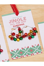 Twos Company Mini Jingle Bells Christmas Earrings Hoops Style -B