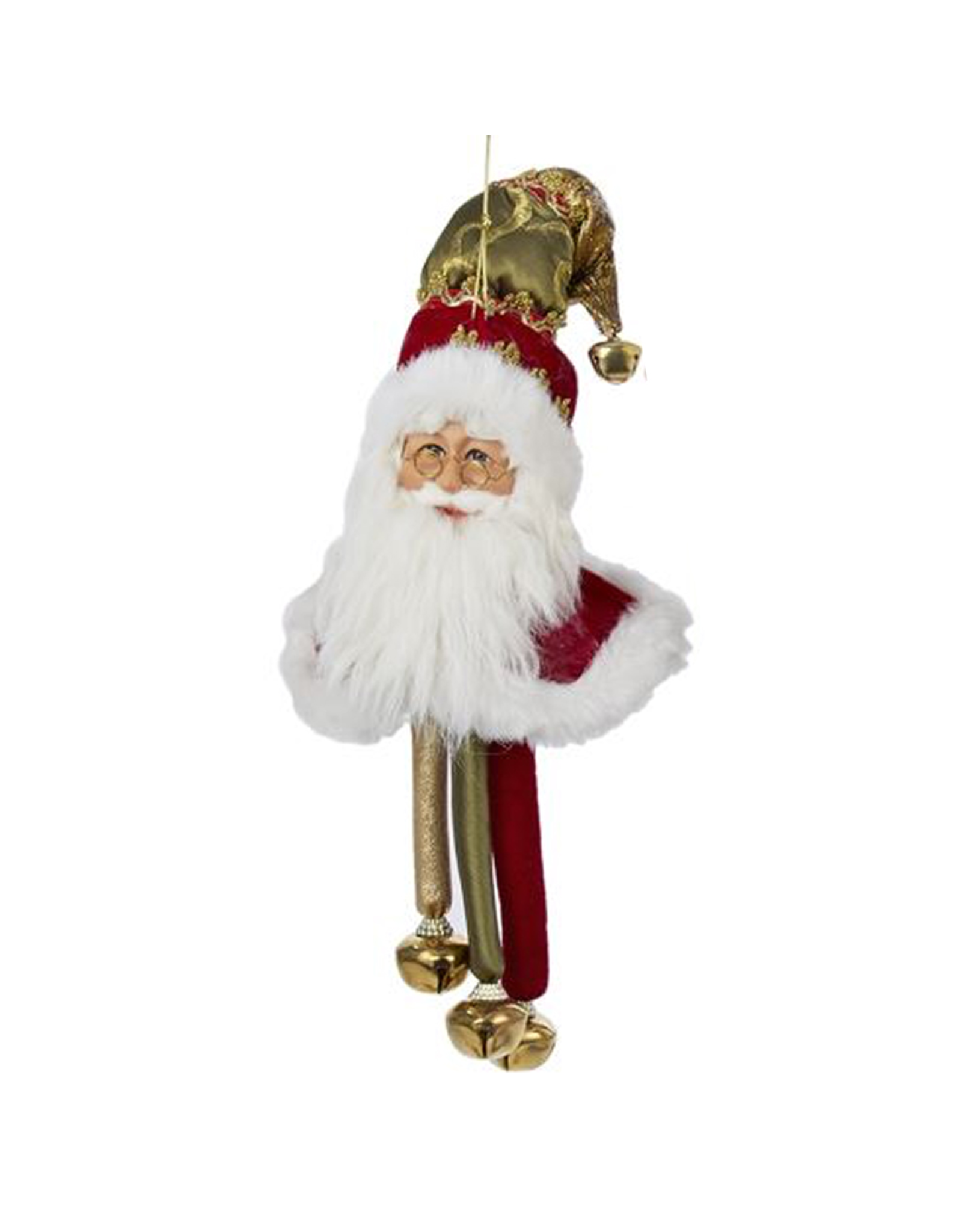 Kurt Adler Santa Head-Santa Face Christmas Ornament w Bells GGR