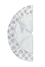 Kurt Adler Mini Christmas Tree Skirt 20in Satin w Sequin Snowflakes-White