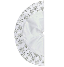 Kurt Adler Mini Christmas Tree Skirt 20in Satin w Sequin Snowflakes-White