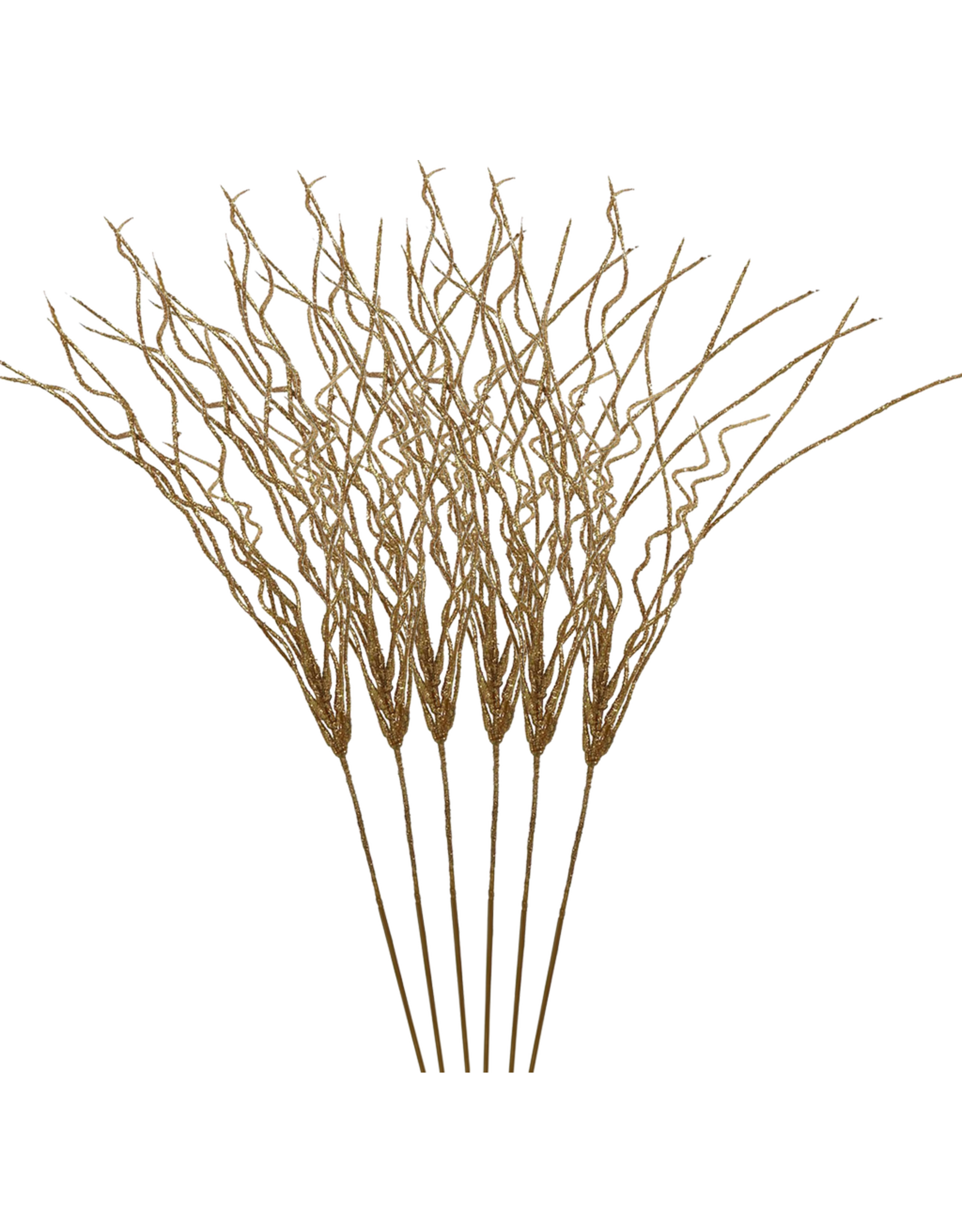 Kurt Adler Christmas Flowers Floral Gold Glittered Willow Spray Set of 6