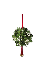 Kurt Adler Christmas Mistletoe Ball Ornament W Red Cord And Bell