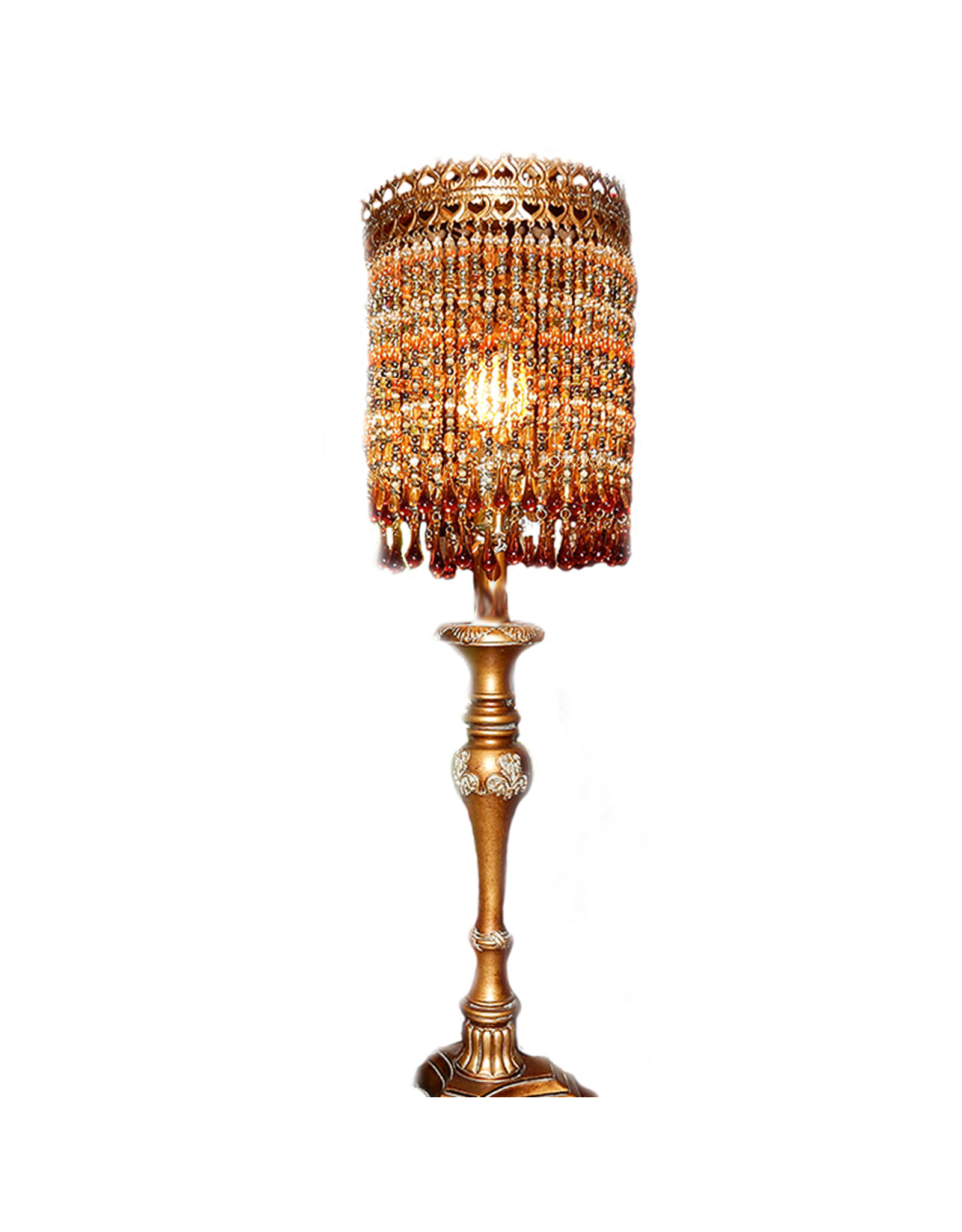 Mark Roberts Home Decor Gold Beaded Gold Lamp 27.5H  w Beaded Shade