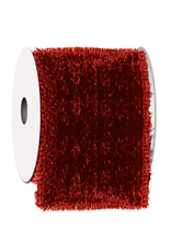 Ribbons Trims Red Tinsel Town Ribbon w Fabric Back Wired
