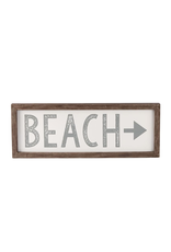 Mud Pie Beach Arrow Plaque w Raised Wooden Boarder 9.5x16