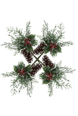 Kurt Adler Holly Berry Pine Cone n Branches Pick SET OF 4