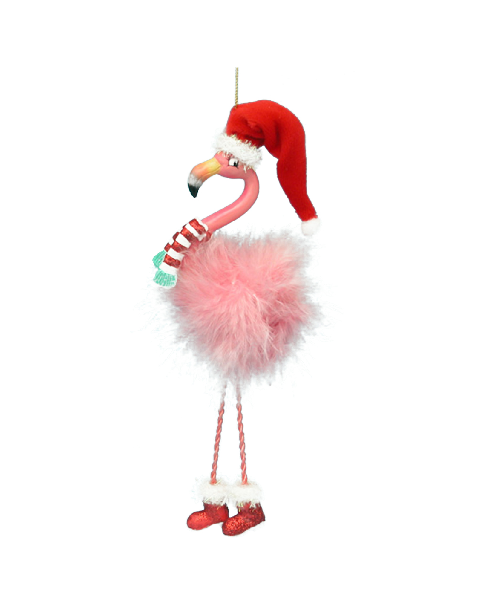 Kurt Adler Furry Pink Flamingo Christmas Ornament W Dangle Legs