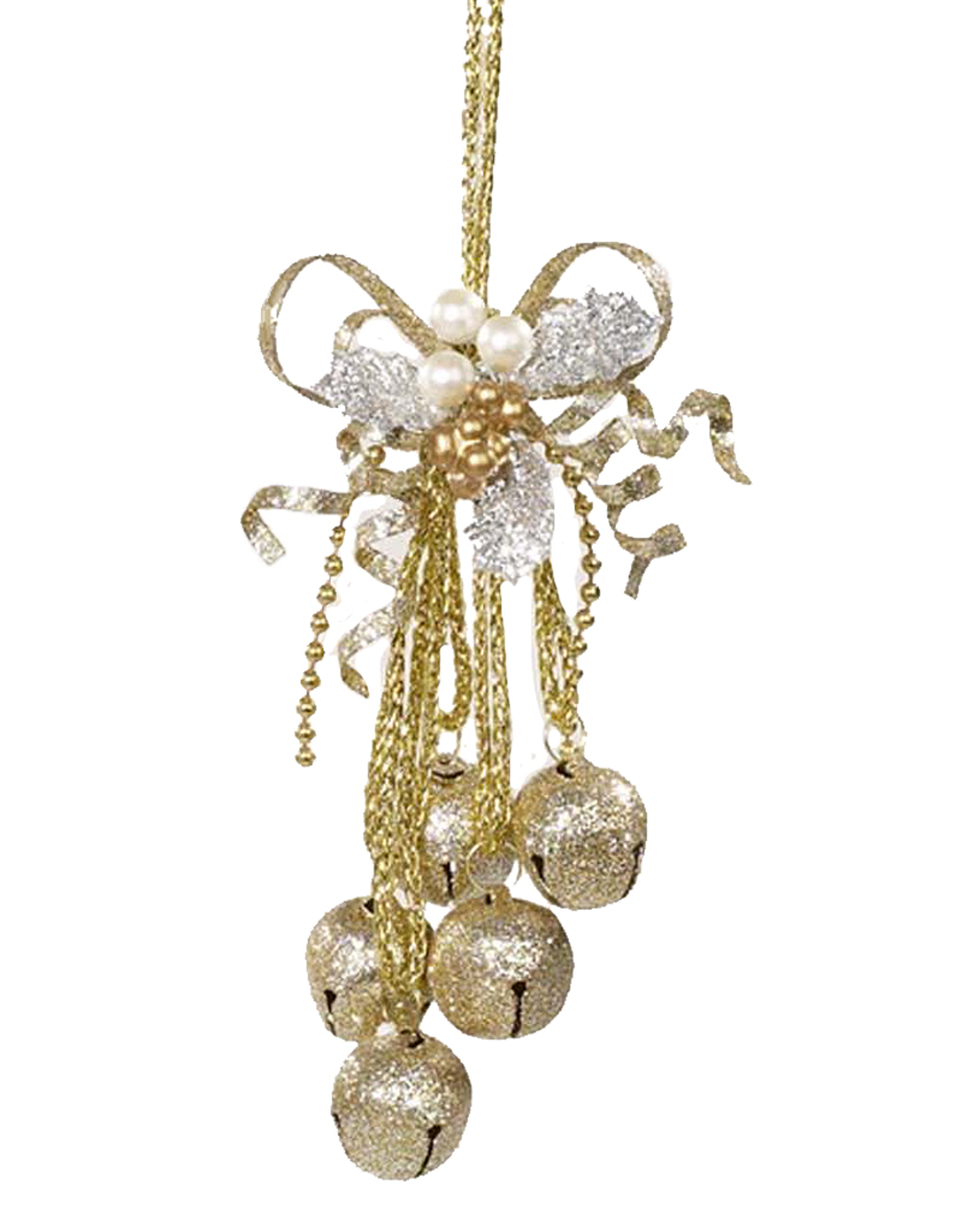 Kurt Adler Gold Bell Cluster Ornament - Traditional Jingle Bells Shape