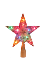Kurt Adler Christmas Star Tree Topper Clear w Multi Color Lights 7inch