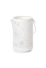 Darice Metal Lantern Candle Holder w Cut Design | White