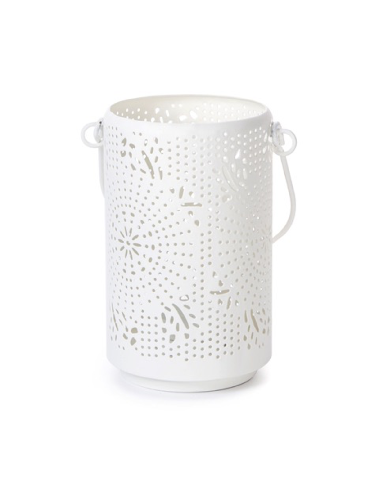 Darice Metal Lantern Candle Holder w Cut Design | White