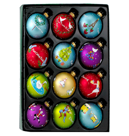 Kurt Adler 12 Days Of Christmas Ball Ornaments 12-Piece Box Set
