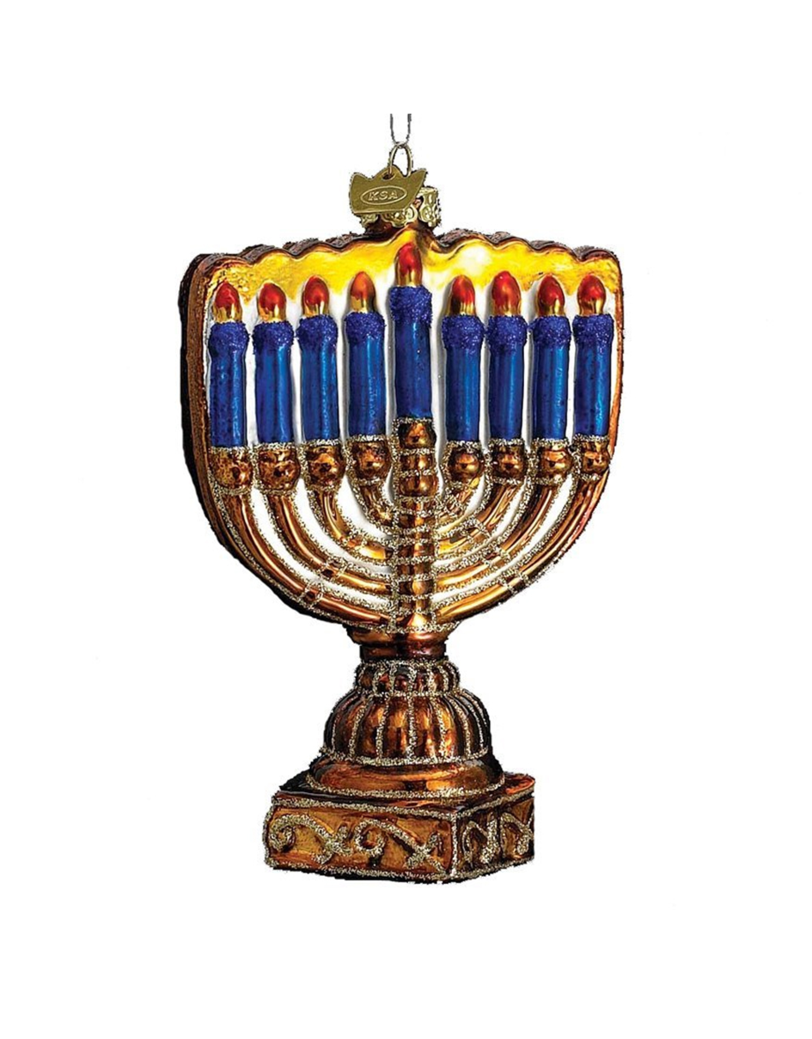 Kurt Adler Noble Gems Judaic Menorah Glass Jewish Ornament