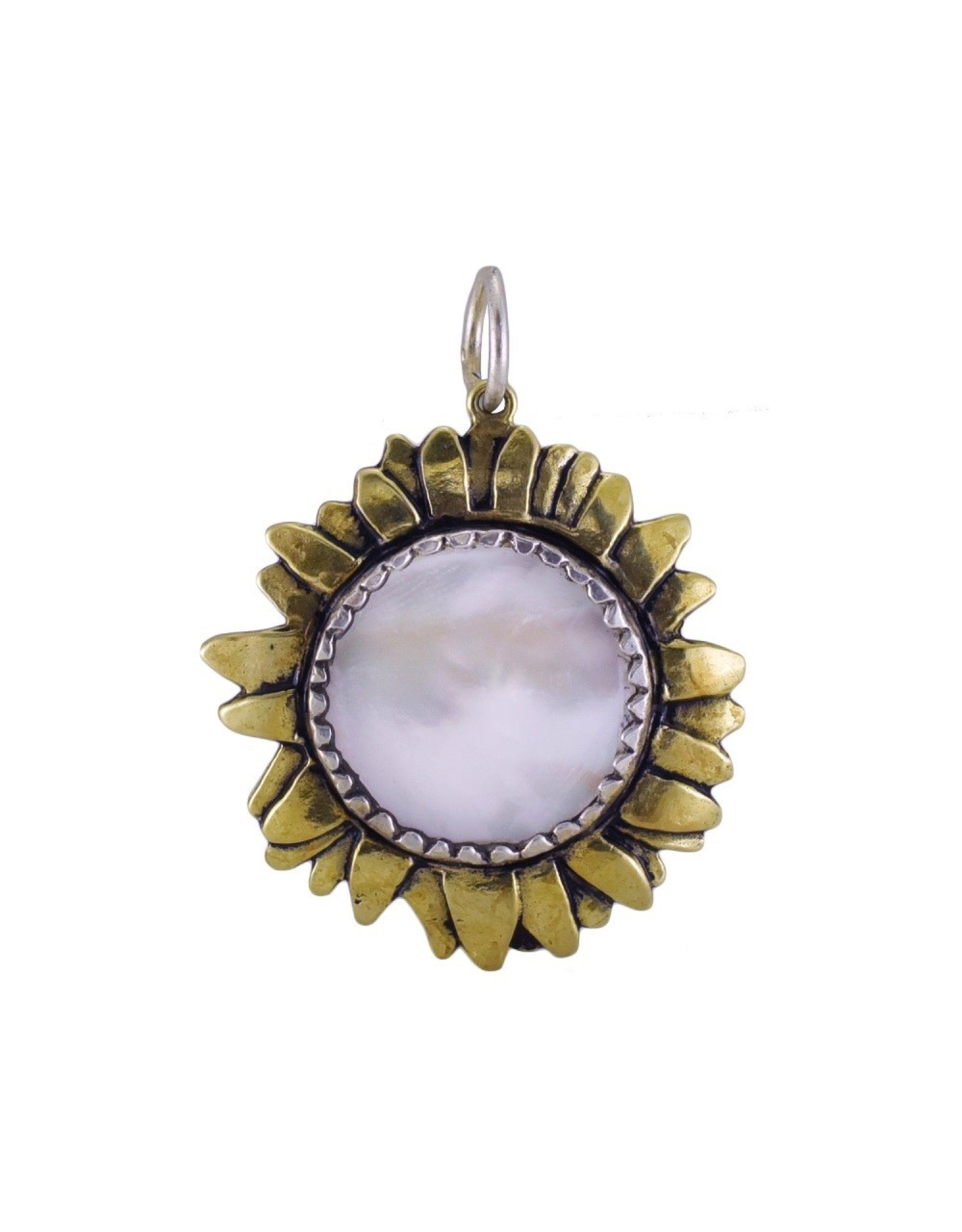 Waxing Poetic® Jewelry Moon Daisy Lg White Pearl Pendant-Brass-Silver