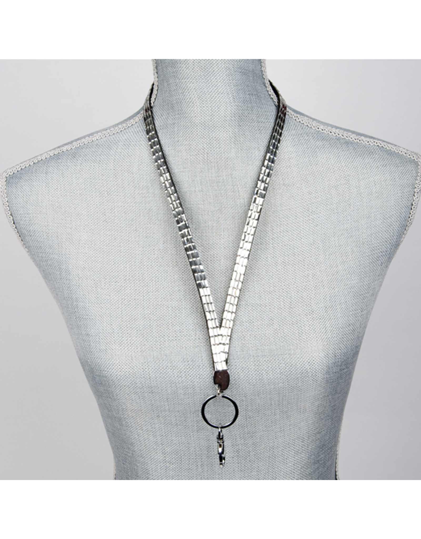 Jacqueline Kent Jewelry Crystal Bling Lanyard Silver
