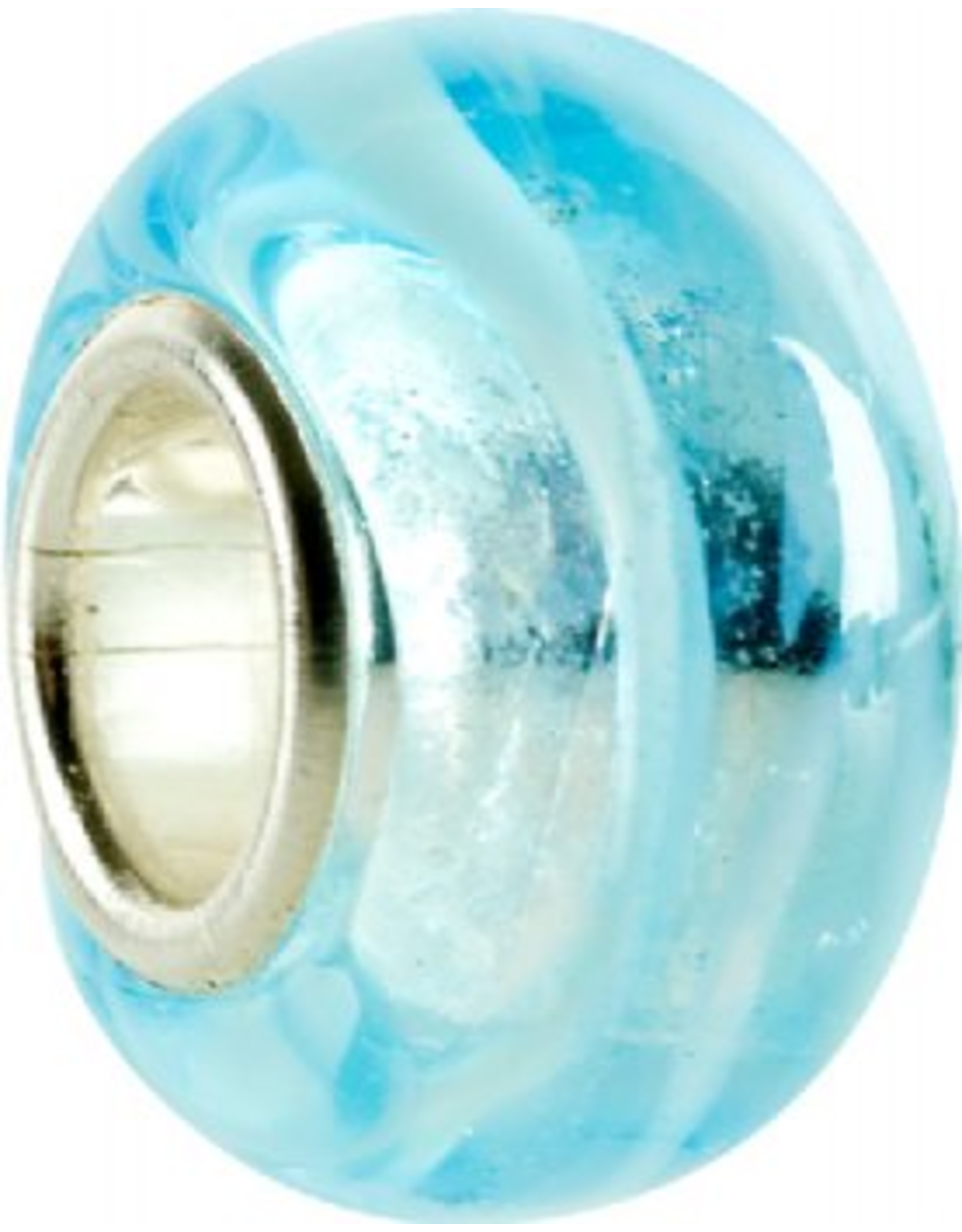 Chamilia Charm Murano Glass Bead O-22 Swirl Clear Blue