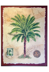 Palm Tree w Old World Background 11x14 Wood Back