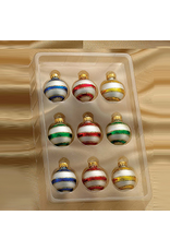 Kurt Adler Miniature Decorated Glass Ball Ornaments 35MM 9pk Striped