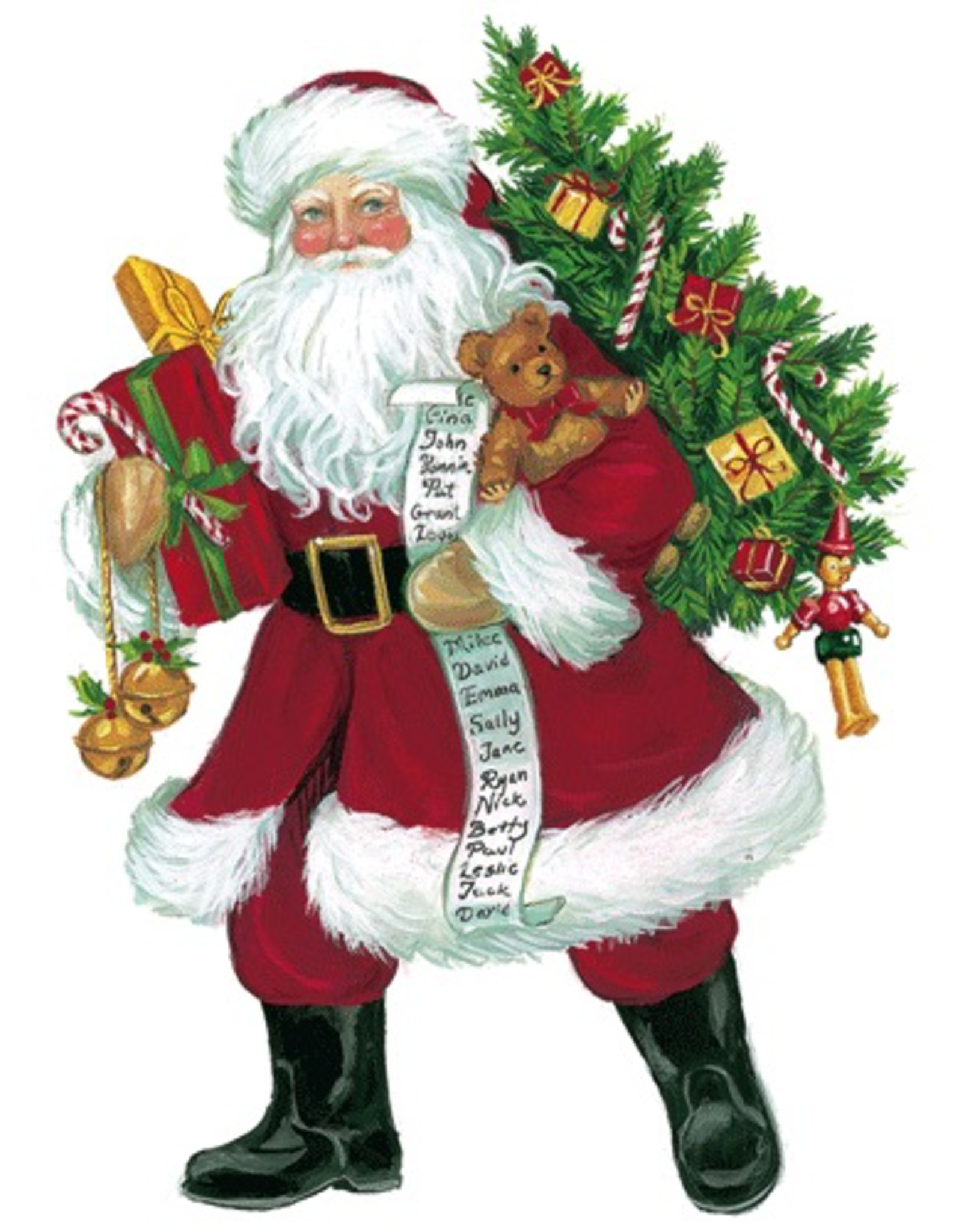 Caspari Ornament Gift Tags 4pk Christmas Lynn Haney Santa
