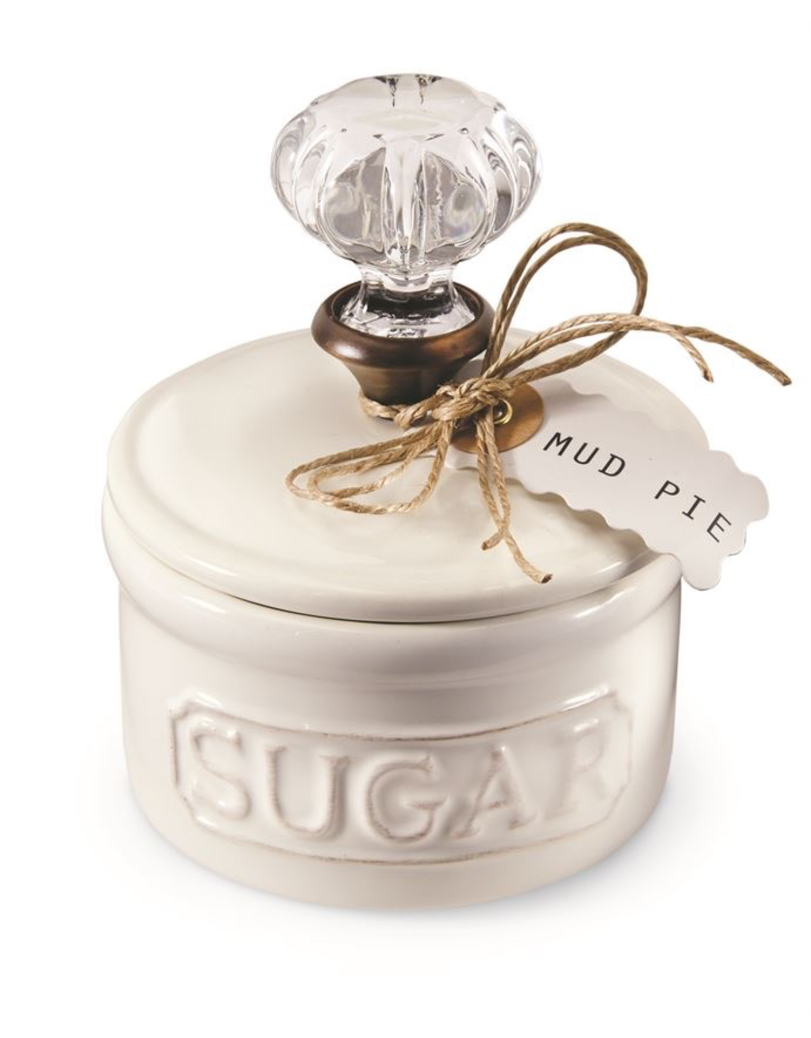 Mud Pie Ceramic Sugar Bowl w Door Knob Handle Lid