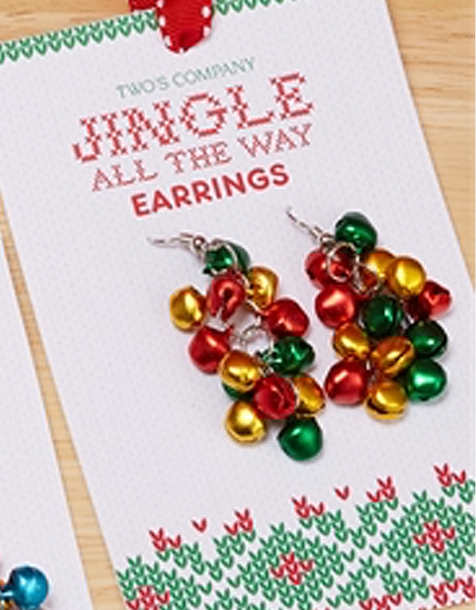Twos Company Mini Jingle Bells Christmas Earrings Dangle Style -B