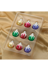 Kurt Adler Miniature Decorated Glass Ball Ornaments 35MM 9pk Ice Cap