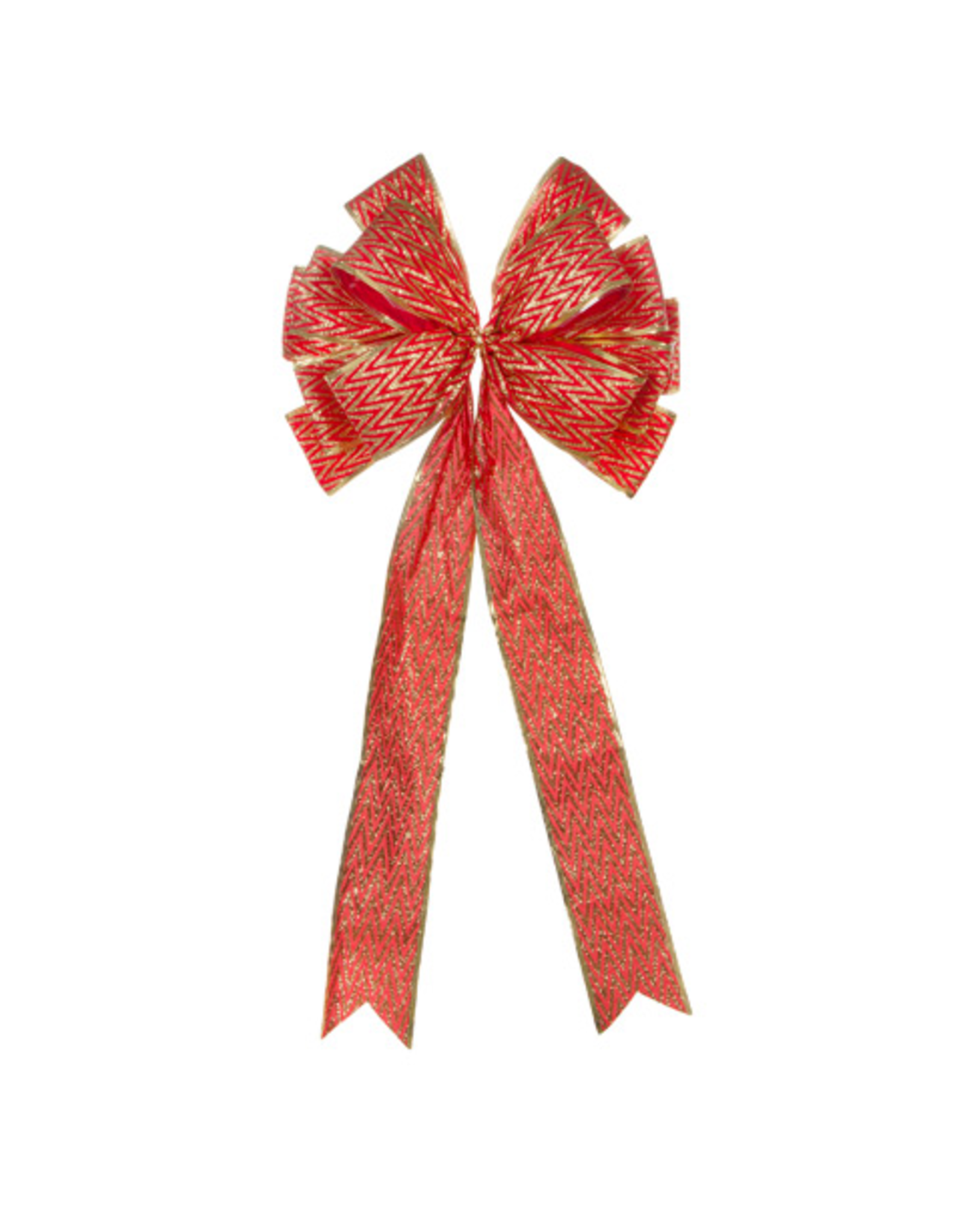 Darice Christmas Gold Red Chevron Bow - Tree Topper 11x22 inch