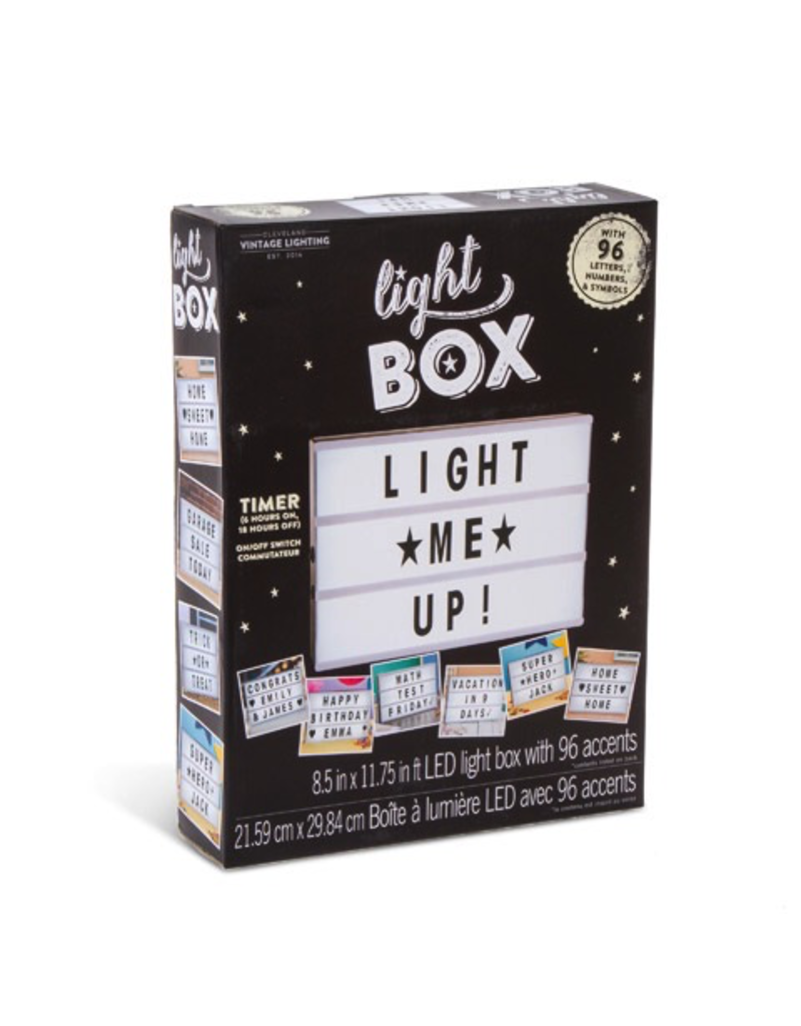 Cleveland Vintage Lighting LED Light Box Sign w 96-Letters-Timer 8.5x11.75 inch