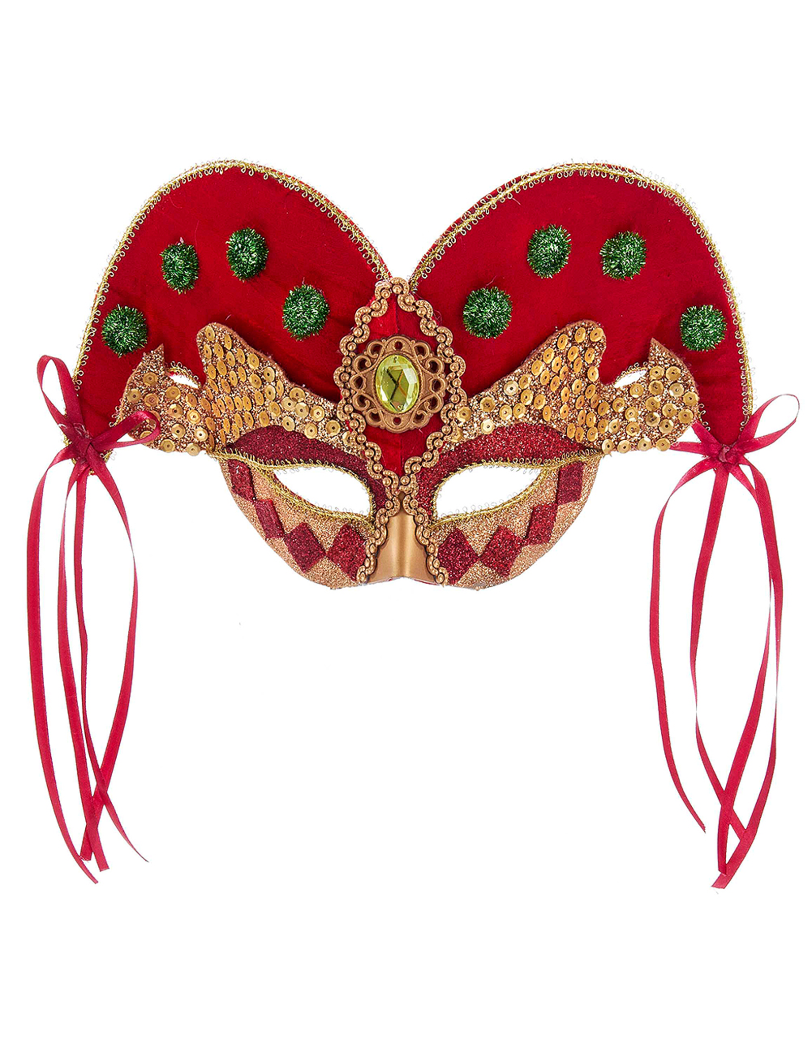 Kurt Adler Red And Gold Harlequin Mask 12 Inch