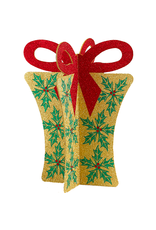 Kurt Adler Christmas Gift Box Glittered Pacakge w Red Bow Decoration 14H