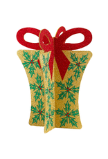 Kurt Adler Christmas Gift Box Glittered Package w Red Bow Decoration 14H