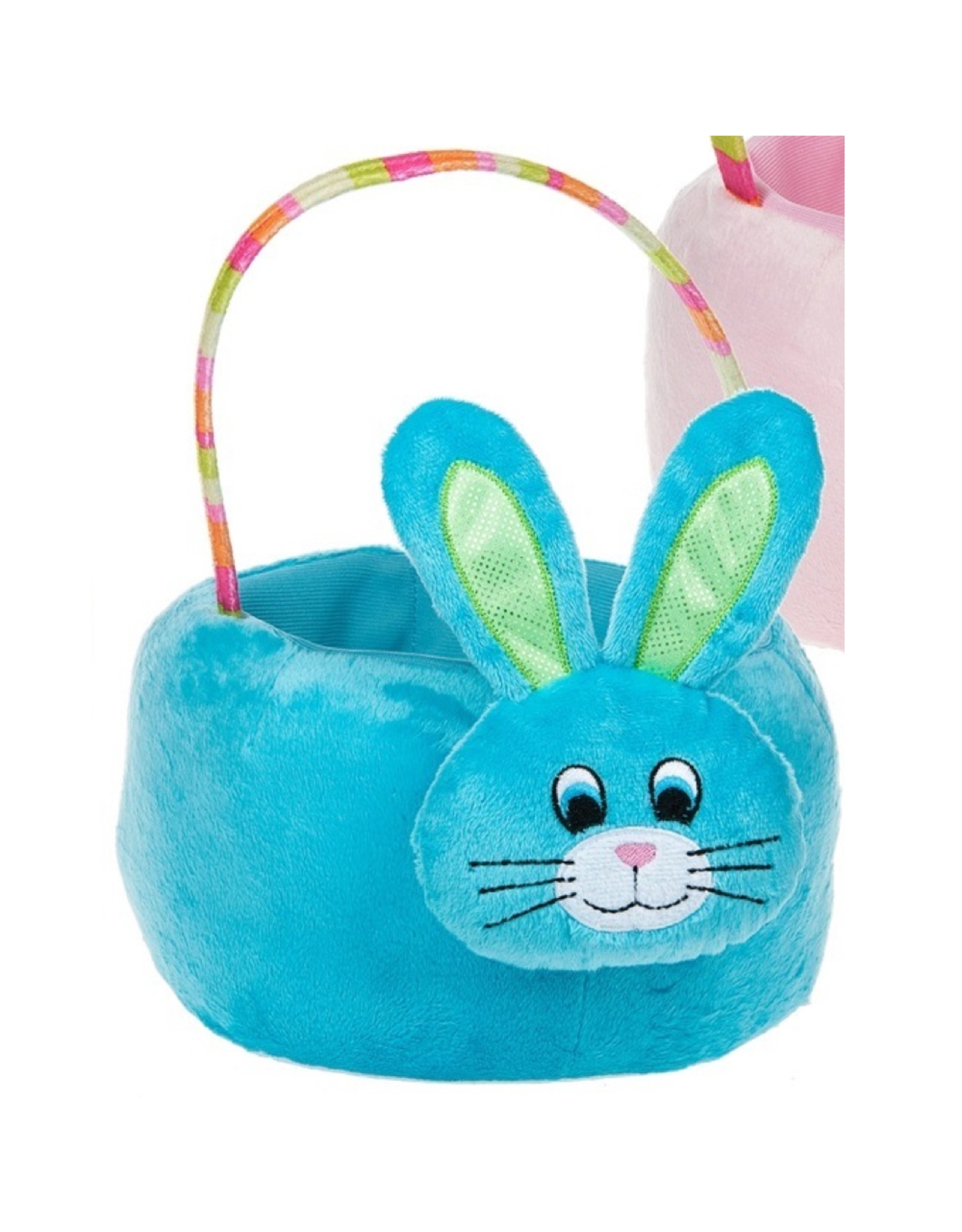 Midwest-CBK Plush Easter Bunny Basket with Handle 8x10x5H inches - Blue